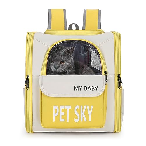 PETCUTE Katzenrucksack,Großer Tragbarer Hunderucksack für Katzen und Kleine Hunde,Faltbarer Haustier Reiserucksack mit Herausnehmbarer Matte,Innerer Sicherheitsleine,Fluggesellschaften Zugelassen von PETCUTE