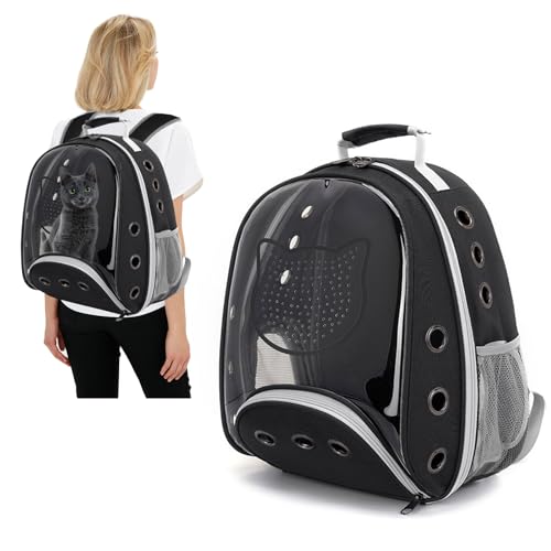 PETCUTE Katzenrucksack für Katzen und Kleine Hunde,Atmungsaktive Hunderucksack mit Abnehmbarer Matte,Katzen Rucksack bis 6kg,Faltbare Haustier Rucksack mit Transparentes Fenster,für Reisen Schwarz PETCUTE Katzenrucksack für Katzen und Kleine Hunde,Atmungsaktive Hunderucksack mit Abnehmbarer Matte,Katzen Rucksack bis 6kg,Faltbare Haustier Rucksack mit Transparentes Fenster,für Reisen Schwarz von PETCUTE
