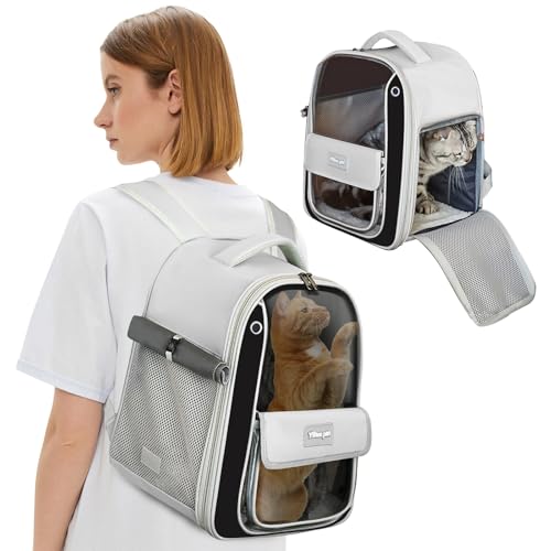 PETCUTE Katzenrucksack mit Netzfenster, Atmungsaktive und Leichte Hundetasche, Multifunktionales Katzen Rucksack, Oxford-Tuch Haustier Rucksack mit viel Platz von PETCUTE