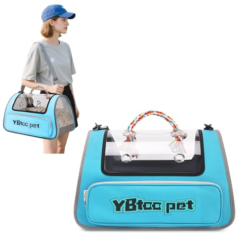 PETCUTE Katzentransportbox,Faltbare Transportbox Katze mit Sicherheitsleine,Airline Zugelassen,Katzentransporttasche für Kleine & Mittelgroße Katze Kätzchen Welpen Bis 5 Kg,Blau von PETCUTE