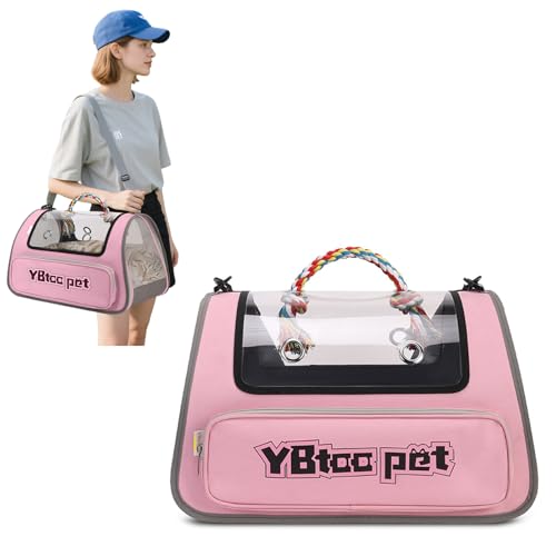 PETCUTE Katzentransportbox,Faltbare Transportbox Katze mit Sicherheitsleine,Airline Zugelassen,Katzentransporttasche für Kleine & Mittelgroße Katze Kätzchen Welpen Bis 5 Kg,Rosa von PETCUTE