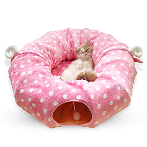 PETCUTE Katzentunnel Katzenbett katzentunnel rascheltunnel Faltbarer katzenspielzeug Katzen Tunnel für große Katzen von PETCUTE