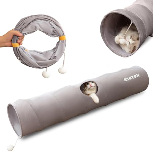 PETCUTE Katzentunnel mit Spielball,Kaninchen Tunnel,Faltbarer Katzenspielzeug Tunnel,Langlebig Katzentunnel für Indoor-Katzen und Kaninchen,Rascheltunnel für Katzen Welphln Kaninchenoder Kleintiere L von PETCUTE