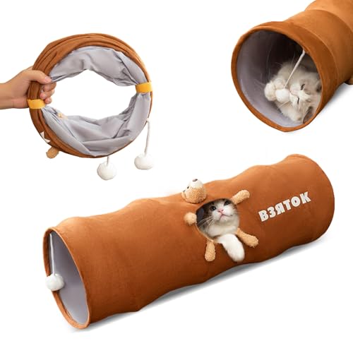 PETCUTE Katzentunnel mit Spielball,Kaninchen Tunnel,Faltbarer Katzenspielzeug Tunnel,Langlebig Katzentunnel für Indoor-Katzen und Kaninchen,Rascheltunnel für Katzen Welphln Kaninchenoder Kleintiere S von PETCUTE