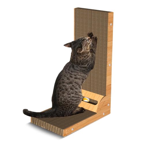 PETCUTE Kratzbrett Katzen, Hohe L förmige Kratzpappe für Katzen,Schutz Möbel Katze Kratzer Pad, Widerstandsfähig,Recycelbar Katzenkratzbrett mit Ballspielzeug für Wand und Ecke PETCUTE Kratzbrett Katzen, Hohe L förmige Kratzpappe für Katzen,Schutz Möbel Katze Kratzer Pad, Widerstandsfähig,Recycelbar Katzenkratzbrett mit Ballspielzeug für Wand und Ecke von PETCUTE