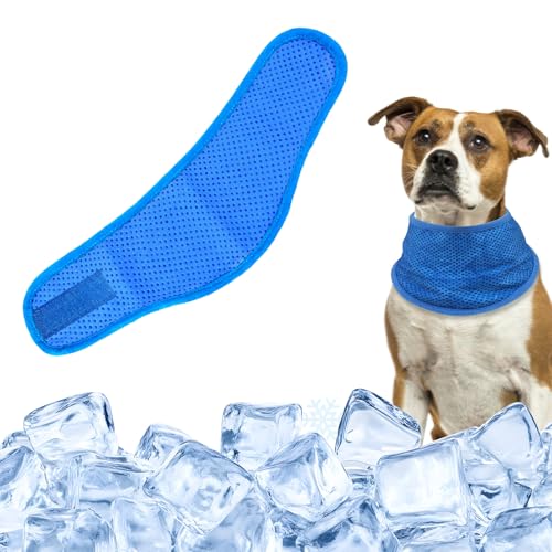 PETCUTE Kühlendes Hundehalstuch, Sofortiges Auskühlen, Verstellbarer Haustier-Schal, Sommer Kühlhalsband für Hunde,für Kleine, mittelgroße und große Rassen,Outdoor-Spaziergänge,Camping,Blau,L von PETCUTE