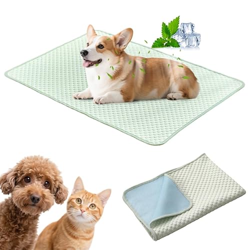 PETCUTE Kühlmatte für Hunde und Katzen,Sommer Selbstkühlende Hundematte für Drinnen, Draußen, Ungiftig Kühlkissen für Haustiere, Waschbar Hund Kältematte für Sofa, Kiste, Käfig,Nest,Auto,L von PETCUTE