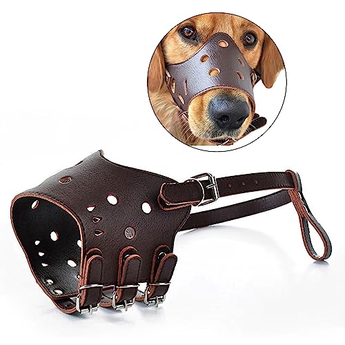PETCUTE Maulkorb Leder Hund Hundemaulkorb Anti-bellenden Hund Schnauze für Große Mittlere Kleine Hund XS von PETCUTE