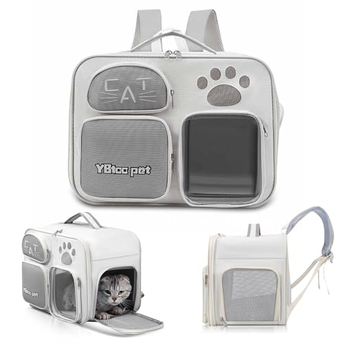 PETCUTE Rucksack für Hund Katze,Atmungsaktive Hunderucksack für Große Katzen und Kleine Hunde, Faltbare Katzenrucksack mit Innerer Sicherheitsleine, Abnehmbare Matte,Haustier Rucksack Bis 10kg von PETCUTE