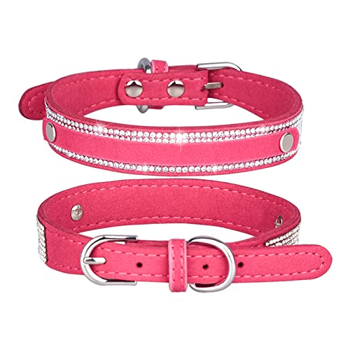 PETCUTE Stilvolle Hundehalsband,Verstellbarer Hundehalsband mit Strasssteinen,Weiches Wildleder,Atmungsaktiv Haustier Halsbänder,Katze Halsband,Hundehalsband Aus Bling Strass Für Kleine Mittlere Hunde von PETCUTE