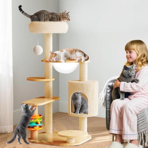 PETCUTE Süß Kratzbaum für Katzen mit Plüschbällen,Katzenbaum Stabil mit Sisalsäulen,Plattformen,Gemütliche Liegefläche & Höhle, für kleine & große Katzen PETCUTE Süß Kratzbaum für Katzen mit Plüschbällen,Katzenbaum Stabil mit Sisalsäulen,Plattformen,Gemütliche Liegefläche & Höhle, für kleine & große Katzen von PETCUTE