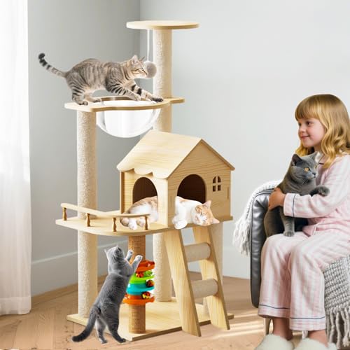 PETCUTE Süß Kratzbaum für Katzen mit Plüschbällen,Katzenbaum Stabil mit Sisalsäulen,Plattformen,Gemütliche Liegefläche & Höhle, für kleine & große Katzen PETCUTE Süß Kratzbaum für Katzen mit Plüschbällen,Katzenbaum Stabil mit Sisalsäulen,Plattformen,Gemütliche Liegefläche & Höhle, für kleine & große Katzen von PETCUTE