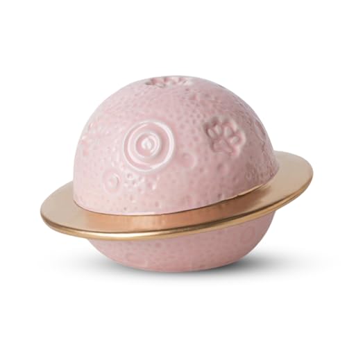 PETCUTE Tierurnen für Katzen,Planetenform Haustier Einäscherung Box,Katze Urne für Asche,Katze Urnen aus Keramik für Asche,Gedenkgeschenk für Verlorene Haustiere(Rosa+Gold) von PETCUTE