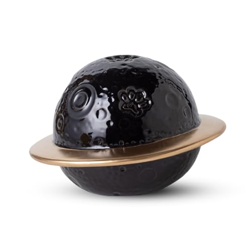 PETCUTE Tierurnen für Katzen,Planetenform Haustier Einäscherung Box,Katze Urne für Asche,Katze Urnen aus Keramik für Asche,Gedenkgeschenk für Verlorene Haustiere(Schwarz+Gold) von PETCUTE