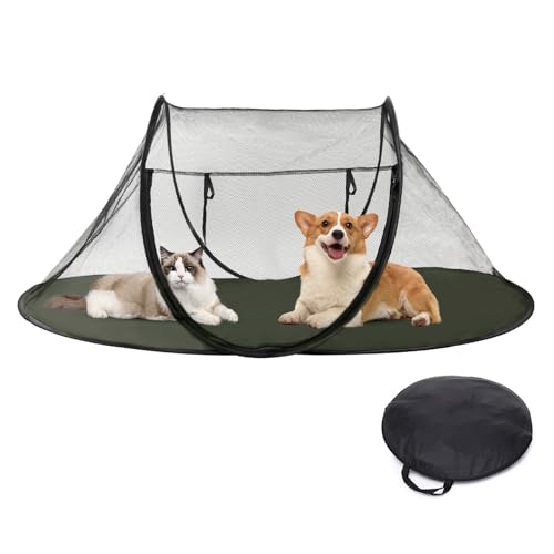 PETCUTE Tragbares Katzengehege für den Außenbereich,Faltbares Haustiergehegezelt mit Aufbewahrungstasche,Atmungsaktives Outdoor Haustierzelt für Katzen Kleine Hunde auf Deck,Hof,Terrasse,Park,Camping von PETCUTE