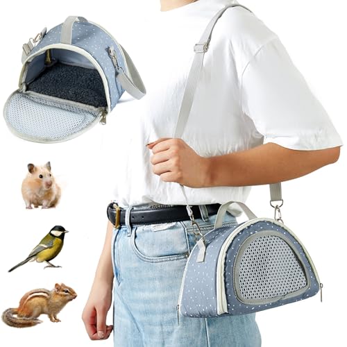 PETCUTE Tragetasche für kleine Tiere,Tragbare Atmungsaktiv Tragetasche für Meerschweinchen,Haustier-Reisetasche mit Abnehmbarem Schultergurt,Tragetasche für Hamster,Chinchilla, Igel,Eidechse,Vogel von PETCUTE