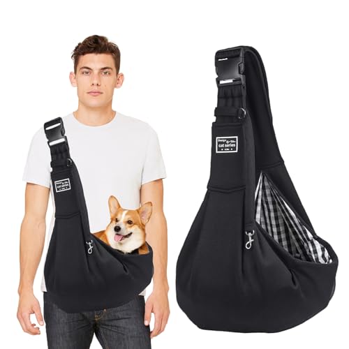 PETCUTE Hundetragetasche Bis 7.5 kg,Verstellbar Sicherer Tragegurt Transporttasche für Hunde mit Fronttasche,Hunde Umhängetasche für Haustiere,für Spaziergänge Aktivitäten im Freien,Schwarz PETCUTE Hundetragetasche Bis 7.5 kg,Verstellbar Sicherer Tragegurt Transporttasche für Hunde mit Fronttasche,Hunde Umhängetasche für Haustiere,für Spaziergänge Aktivitäten im Freien,Schwarz von PETCUTE