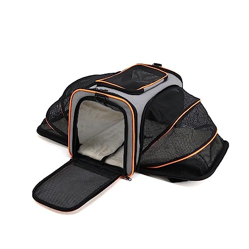 PETCUTE Transporttasche Katze und Hunde, Faltbare Katzentransportbox Hundetasche mit Herausnehmbarer Matte,Sicherheitsleine,Atmungsaktive Transporttasche für Haustiere im Auto Für Reisen von PETCUTE