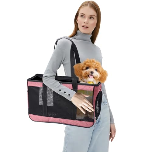 PETCUTE Transporttasche für Hunde und Katzen,Airline Genehmigt Hundetragetasche Katzentragetasche mit Herausnehmbarer Matte,Sicherheitsleine,Atmungsaktiv Tragetasche Katzen für Kleine Hunde von PETCUTE
