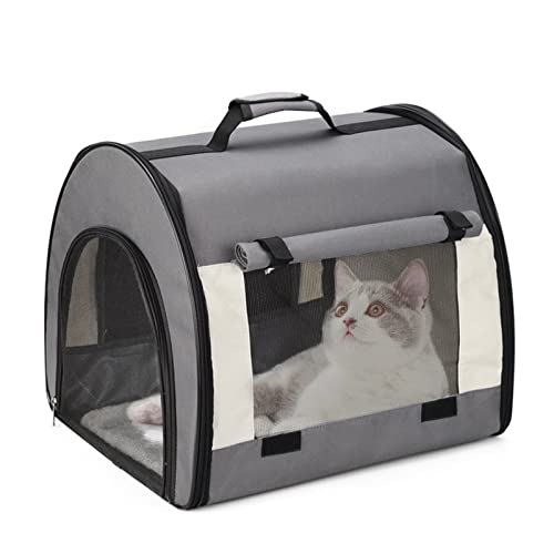 PETCUTE Transporttasche für Katze Hunde bis 15 kg,Faltbare Hundetragetasche Katzentransportbox mit Abnehmbare Matte,Atmungsaktiv Katzenbox Katzentasche mit Seitentaschen,Airline Genehmigt von PETCUTE