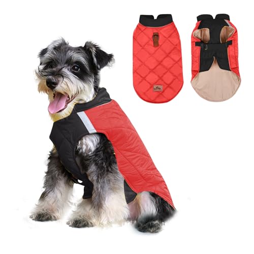 PETCUTE Wasserdichter Hundemantel, Hundejacke Winter Winddichter Hund Warm Kleidung für Mittelgroße bis Große Hunde,Hunde Mantel mit Sicheren Reflexstreifen,Regenmantel Hund mit Geschirrloch von PETCUTE