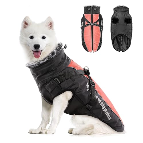 PETCUTE Hundemantel Wasserdichter,Reflektierend Hundejacke für Kleine Mittlere Große Hunde,Verstellbar Windabweisender Hundejacke,Warmer Hund Wintermantel mit Geschirr,Ideal für den Winter,XL PETCUTE Hundemantel Wasserdichter,Reflektierend Hundejacke für Kleine Mittlere Große Hunde,Verstellbar Windabweisender Hundejacke,Warmer Hund Wintermantel mit Geschirr,Ideal für den Winter,XL von PETCUTE