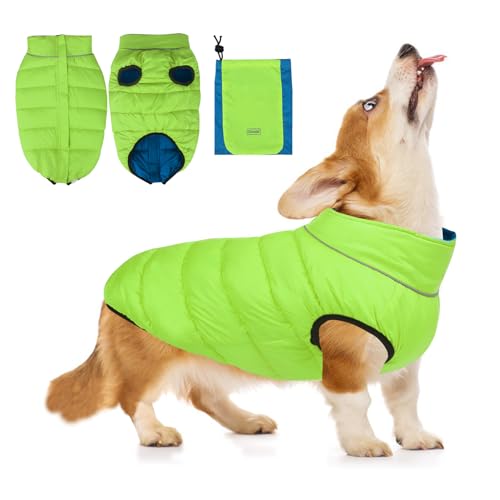 PETCUTE Wasserdichter Hundemantel Hundepullover mit D-Ringen,Reversible Warme Hunde Winterjacke mit Reißverschluss, Reflektierende Welpenjacke für kleine mittlere große Hunde von PETCUTE