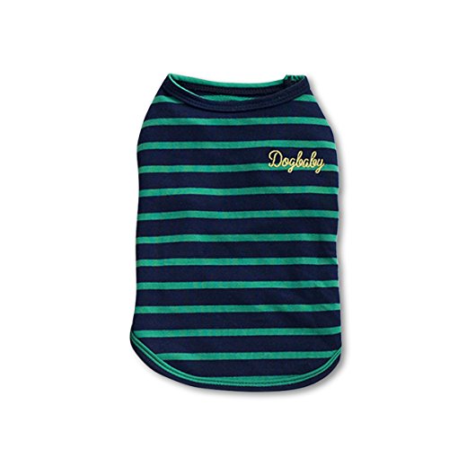 PETCUTE Weich Hundekleidung-Hemd Klassische Weste Gestreiftes T-Shirt Haustier-Kleidung Baumwollkleid für Kleine Hunde Grün PETCUTE Weich Hundekleidung-Hemd Klassische Weste Gestreiftes T-Shirt Haustier-Kleidung Baumwollkleid für Kleine Hunde Grün von PETCUTE