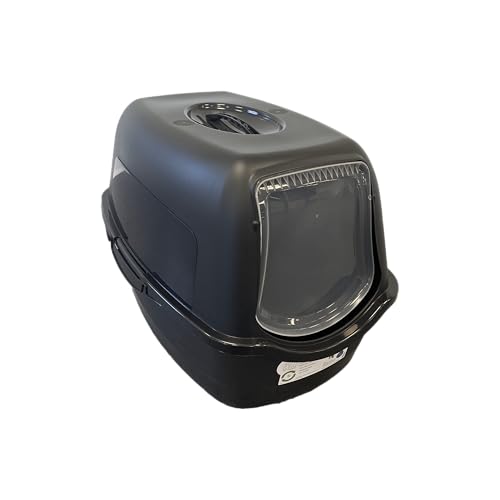 PETDESIGN Samba Toilettenhaus – Schwarz (recyceltes Polypropylen) für Katzenbesitzer, Large, Schwarz / Weiß von PETDESIGN