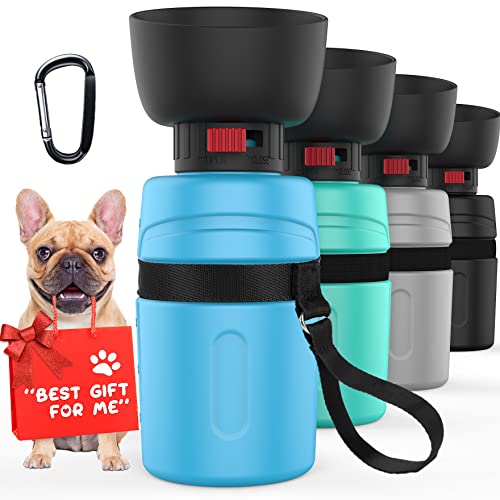PETDOTT Haustier-Wasserflasche für Hunde, Hunde-Wasserflasche faltbar, Hunde-Reise-Wasserflasche, Hunde-Wasserspender, leicht & praktisch für Reisen, BPA-frei (595 ml, blau) von PETDOTT