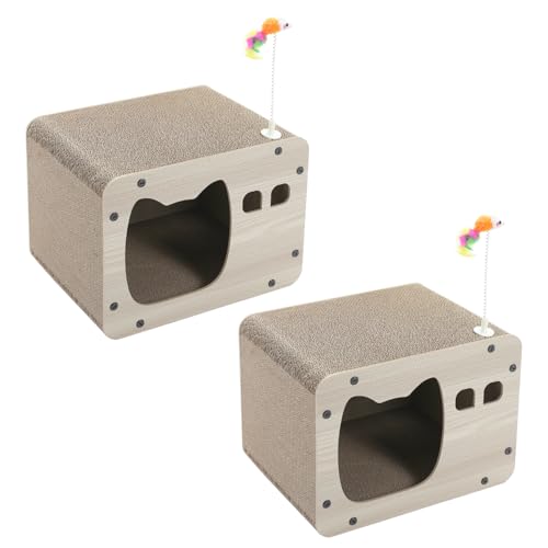PETEPELA 2 Stücke Kratzbrett für Katzen,Kratzpad Lounge Kratzpappe Katzenhaus mit Höhle, Katzenspielzeug Kratzmatte für Indoor-Katzen als Möbelschutz PETEPELA 2 Stücke Kratzbrett für Katzen,Kratzpad Lounge Kratzpappe Katzenhaus mit Höhle, Katzenspielzeug Kratzmatte für Indoor-Katzen als Möbelschutz von PETEPELA
