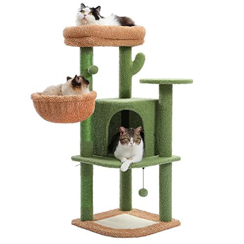 PETEPELA Katzenbaum, Katzenturm mit Sisal-Kratzbaum, Kratzbrett, große Katzen, Plüsch, Höhle, Korb, Sitzstange, Plattform, Höhe 106 cm, Kaktus PETEPELA Katzenbaum, Katzenturm mit Sisal-Kratzbaum, Kratzbrett, große Katzen, Plüsch, Höhle, Korb, Sitzstange, Plattform, Höhe 106 cm, Kaktus von PETEPELA