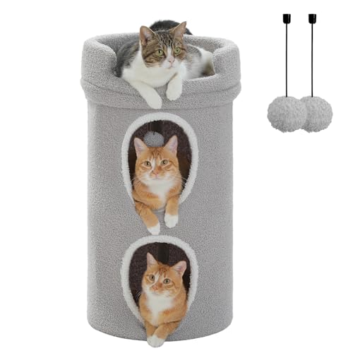PETEPELA Katzenbetten mit 2 Ebenen für Hauskatzen, Baum-Katzenhaus mit abnehmbarem Bett, niedliches Bett, Höhle, Versteck für große Katzen, 50,8 x 50,8 x 71,8 cm, Grau PETEPELA Katzenbetten mit 2 Ebenen für Hauskatzen, Baum-Katzenhaus mit abnehmbarem Bett, niedliches Bett, Höhle, Versteck für große Katzen, 50,8 x 50,8 x 71,8 cm, Grau von PETEPELA