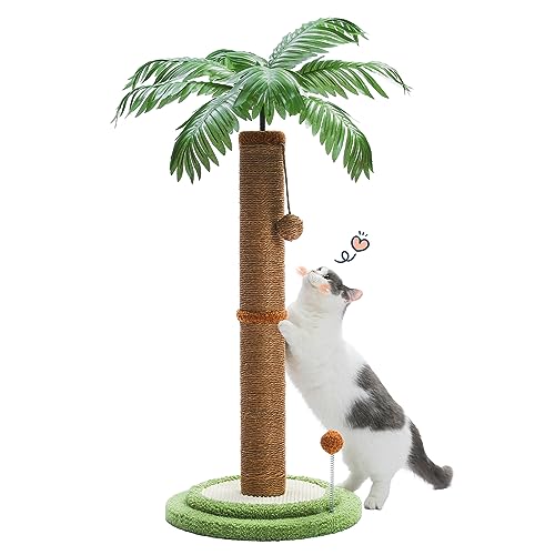PETEPELA Katzenkratzbaum, Kratzbaum mit hängendem Ball und hohem Katzenkratzbaum mit Sisalseil für Indoor Große Katze Braun von PETEPELA