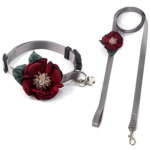 PETFAVORITES Hundehalsband für kleine Mädchen, abnehmbares Blumen-Katzenhalsband für Mädchen und Katzen, mit schickem Kristall, grünem Blatt und Glöckchen, weiches Nylon-Halsband für Hündinnen (rotes PETFAVORITES Hundehalsband für kleine Mädchen, abnehmbares Blumen-Katzenhalsband für Mädchen und Katzen, mit schickem Kristall, grünem Blatt und Glöckchen, weiches Nylon-Halsband für Hündinnen (rotes von PETFAVORITES