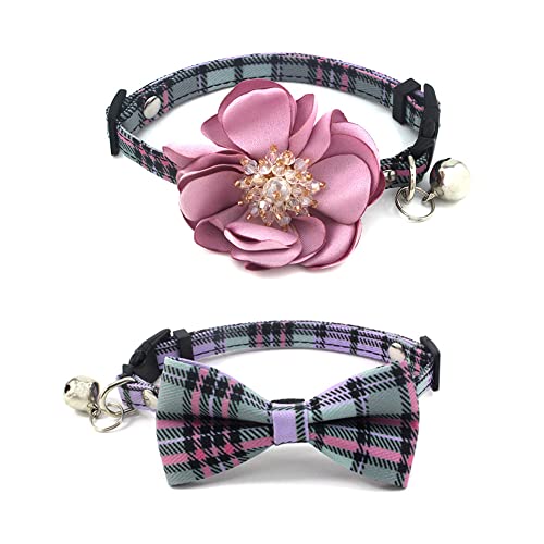 PETFAVORITES Hundehalsband mit Blumenmuster, für kleine Hunde, Mädchen und Katzen, 2 Stück, niedliches Blumenmuster und kariert, Welpenhalsbänder mit abnehmbarer Fliege und luxuriösem Kristallstempel PETFAVORITES Hundehalsband mit Blumenmuster, für kleine Hunde, Mädchen und Katzen, 2 Stück, niedliches Blumenmuster und kariert, Welpenhalsbänder mit abnehmbarer Fliege und luxuriösem Kristallstempel von PETFAVORITES