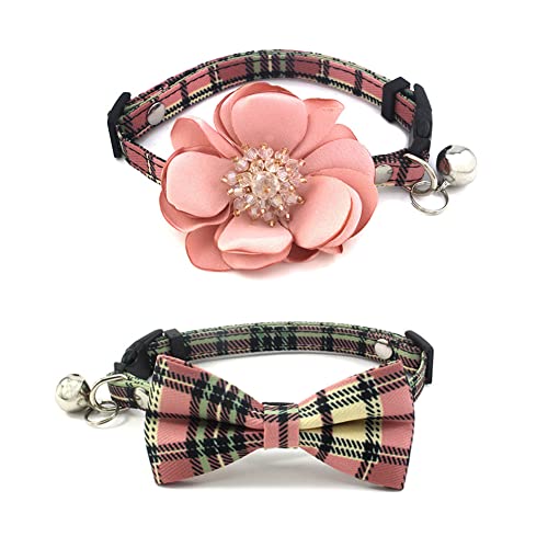 PETFAVORITES Hundehalsband mit Blumenmuster, für kleine Hunde, Mädchen und Katzen, 2 Stück, niedliches Blumenmuster und kariert, mit Schleife zum Entfernen und luxuriösem Kristallstempel mit Nieten PETFAVORITES Hundehalsband mit Blumenmuster, für kleine Hunde, Mädchen und Katzen, 2 Stück, niedliches Blumenmuster und kariert, mit Schleife zum Entfernen und luxuriösem Kristallstempel mit Nieten von PETFAVORITES