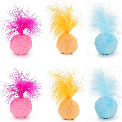 PETFAVORITES Katzenspielzeug mit Feder und Katzenminze – Beste interaktive Bommelbälle für Katzen, weich/leicht, 5,1 cm groß, 6 Pack PETFAVORITES Katzenspielzeug mit Feder und Katzenminze – Beste interaktive Bommelbälle für Katzen, weich/leicht, 5,1 cm groß, 6 Pack von PETFAVORITES