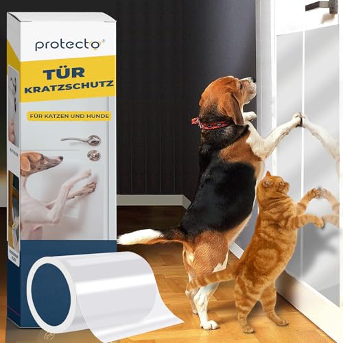 PROTECTO Tier - Kratzschutz mit Cuttermesser – 150 x20 cm Schutz für Türen + Holz & Möbel vor Hunden & Abschreckung bei kratzenden Katzen – Fensterschutz Katze – Anti Kratz Folie – Katzenschutz PROTECTO Tier - Kratzschutz mit Cuttermesser – 150 x20 cm Schutz für Türen + Holz & Möbel vor Hunden & Abschreckung bei kratzenden Katzen – Fensterschutz Katze – Anti Kratz Folie – Katzenschutz von PROTECTO