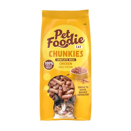 PetFoodie Chunkies Barf tiefgefroren Huhn für Katzen - 100% Frischfleisch & natürlich, ohne künstliche Farb- & Aromastoffe, ohne Konservierungsstoffe, glutenfrei, einfach zu servieren 10x300g TK-Ware von PETFOODIE