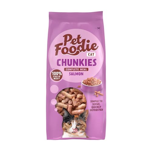 PetFoodie Chunkies Barf tiefgefroren Lachs für Katzen - 100% Frischfleisch & natürlich, ohne künstliche Farb- & Aromastoffe, ohne Konservierungsstoffe, glutenfrei, einfach zu servieren 10x300g TK-Ware von PETFOODIE