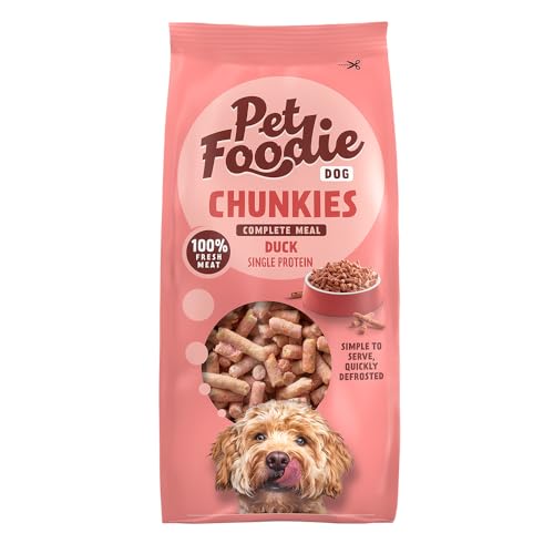 PetFoodie Barf tiefgefroren für Hunde - Chunkies Ente - Tiefkühlfutter, Hundefutter - Single Protein, natürlich, glutenfrei, ohne Konservierungsstoffe & künstliche Farb- & Aromastoffe, 6x500g TK-Ware von PETFOODIE