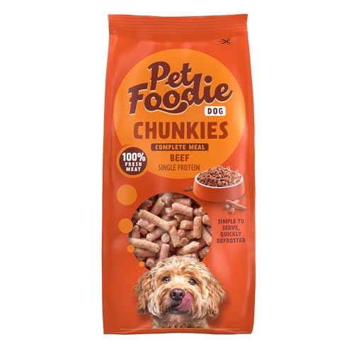 PetFoodie Barf tiefgefroren für Hunde - Chunkies Rind - Tiefkühlfutter, Hundefutter - Single Protein, natürlich, glutenfrei, ohne Konservierungsstoffe & künstliche Farb- & Aromastoffe, 6x500g TK-Ware von PETFOODIE