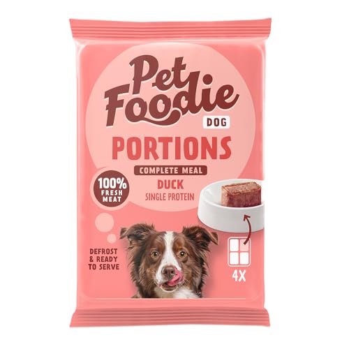 PetFoodie Barf tiefgefroren für Hunde - Portions Ente - Tiefkühlfutter für kleine & mittelgroße Hunde - glutenfrei, ohne künstliche Farb-& Aromastoffe, einfach & schnell zu servieren 14x 4x60g TK-Ware von PETFOODIE