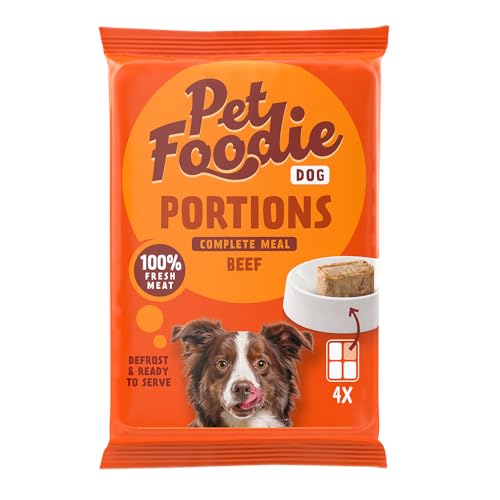 PetFoodie Barf tiefgefroren für Hunde - Portions Rind - Tiefkühlfutter für kleine & mittelgroße Hunde - glutenfrei, ohne künstliche Farb-& Aromastoffe, einfach & schnell zu servieren 14x 4x60g TK-Ware von PETFOODIE