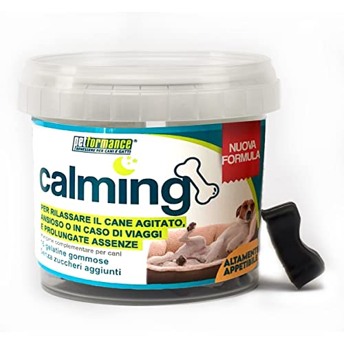 Calming Beruhigendes Nahrungsergänzungsmittel für Hunde, 100 % natürlich, für unruhige und hyperaktive Hunde, ohne Gegenanzeigen – 18 bequeme Gelatine zum Kauen, fördert die Ruhe des Hundes für Autos, Calming Beruhigendes Nahrungsergänzungsmittel für Hunde, 100 % natürlich, für unruhige und hyperaktive Hunde, ohne Gegenanzeigen – 18 bequeme Gelatine zum Kauen, fördert die Ruhe des Hundes für Autos, von Petformance