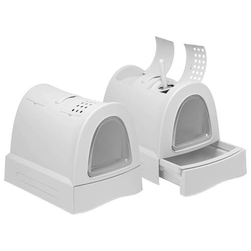 2er Sparpack Katzentoilette Haubentoilette mit Schublade Tragegriff Staufach Kohlefilter Hellgrau 2er Sparpack Katzentoilette Haubentoilette mit Schublade Tragegriff Staufach Kohlefilter Hellgrau von PETGARD