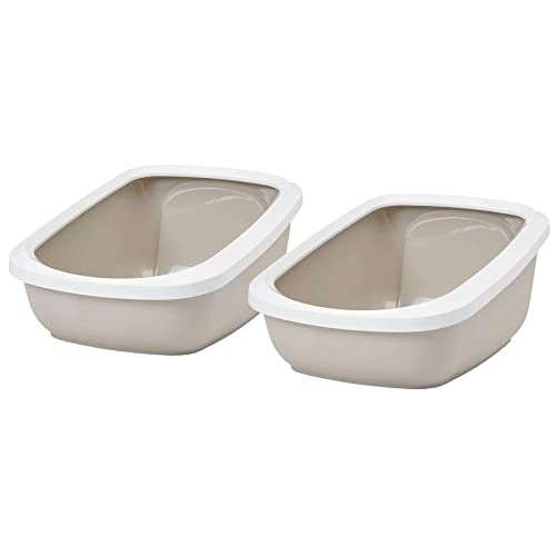 2er Sparpack Katzentoilette Katzenklo mit Rand ASEO Jumbo Weiss-beige von PETGARD