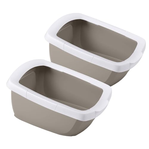 2er Sparpack Katzentoilette Schalentoilette mit abnehmbarem Rand Weiss-grau von PETGARD