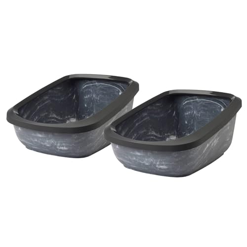2er Sparpack Schalentoilette Katzentoilette Katzenklo mit Rand ASEO Jumbo schwarz-marmor 2er Sparpack Schalentoilette Katzentoilette Katzenklo mit Rand ASEO Jumbo schwarz-marmor von PETGARD